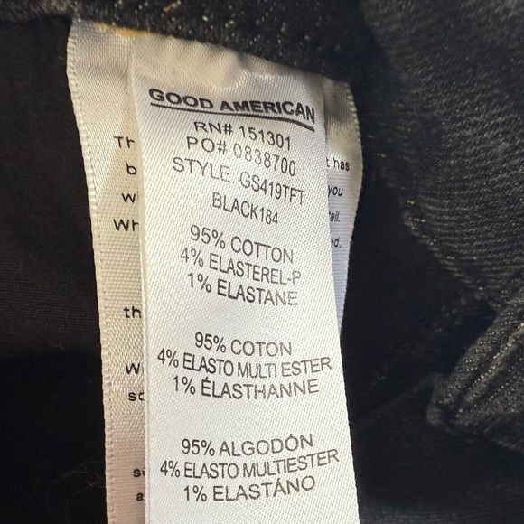 Good American Good Straight High Waist Ankle Jeans women's 2/26 Black. 994 - Picture 4 of 4